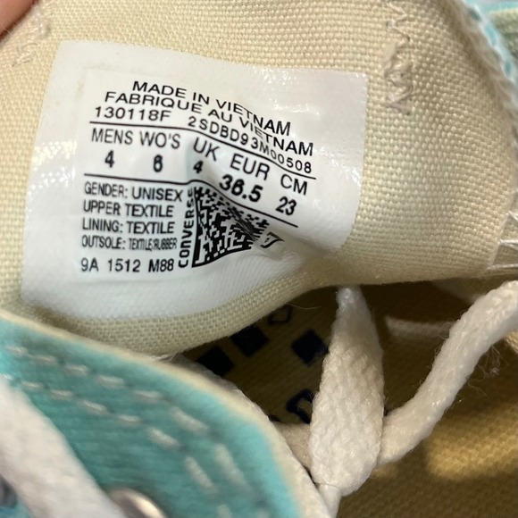 Converse All Star Low Top Teal Canvas Sneakers Womens Size 6 Casual Streetwear - Picture 6 of 7